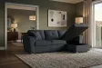 Canapé d'angle convertible APARTMENT 245 cm tissu gris avec rangement