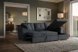Canapé d'angle convertible APARTMENT 245 cm tissu gris avec rangement
