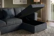 Canapé d'angle convertible APARTMENT 245 cm tissu gris avec rangement