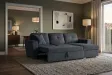 Canapé d'angle convertible APARTMENT 245 cm tissu gris avec rangement