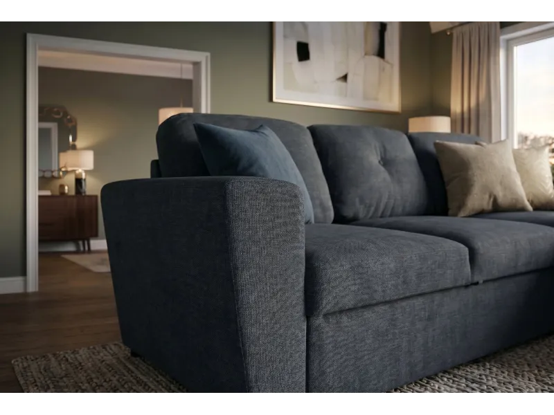 Canapé d'angle convertible APARTMENT 245 cm tissu gris avec rangement