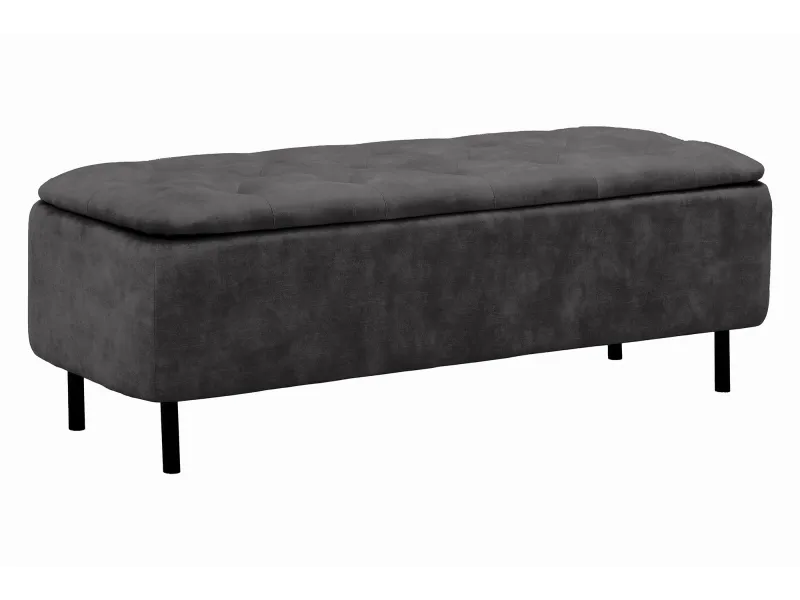 Banc coffre EN VOGUE 120 cm velours gris foncé — Rangement intégré