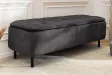 Banc coffre EN VOGUE 120 cm velours gris foncé — Rangement intégré