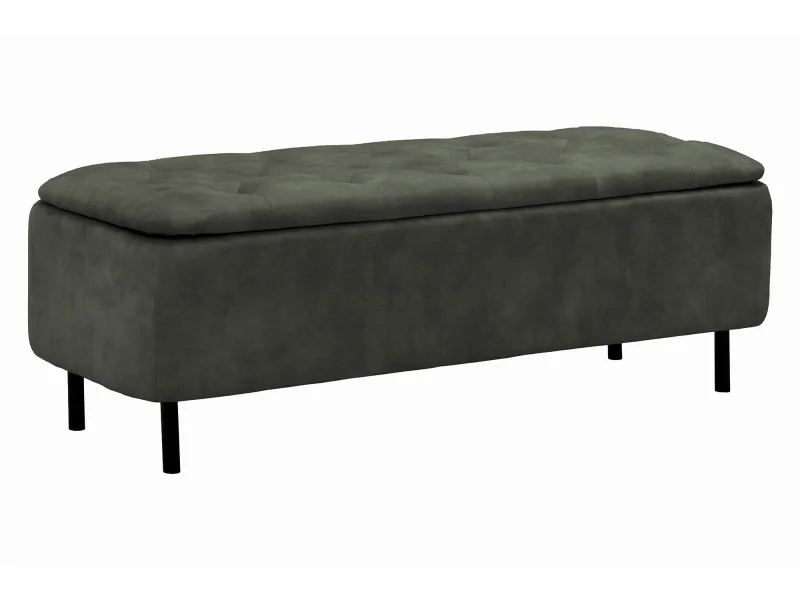 Banc coffre EN VOGUE 120 cm velours vert foncé — Rangement intégré