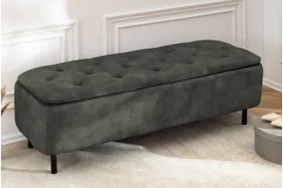 Banc coffre EN VOGUE 120 cm velours vert foncé — Rangement intégré