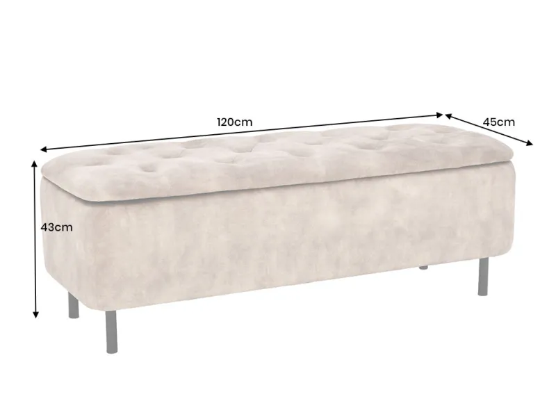 Banc coffre EN VOGUE 120 cm velours vert foncé — Rangement intégré