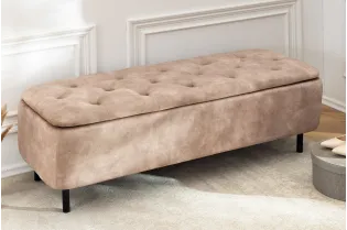 Banc coffre velours beige 120 cm — En Vogue | Adeniahome