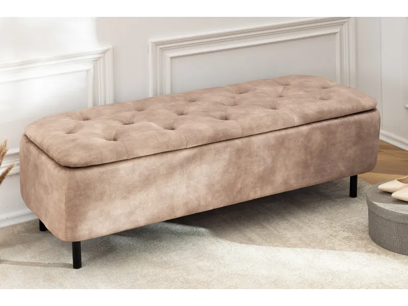 Banc coffre velours beige 120 cm — En Vogue | Adeniahome