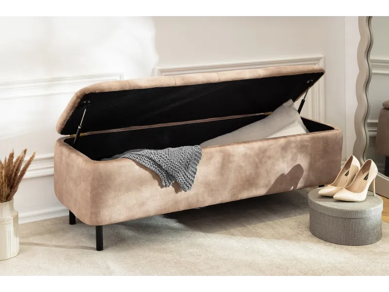 Banc coffre velours beige 120 cm — En Vogue | Adeniahome