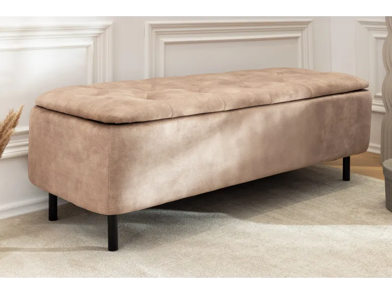 Banc coffre velours beige 120 cm — En Vogue | Adeniahome