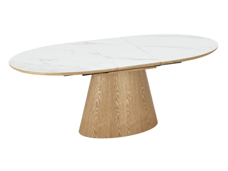 Table extensible Unique 160-200 cm céramique marbre blanc chêne