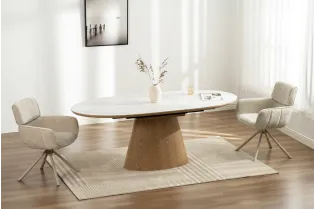 Table extensible Unique 160-200 cm céramique marbre blanc chêne
