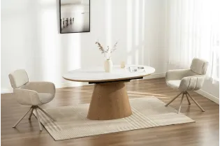 Table extensible Unique 160-200 cm céramique marbre blanc chêne 2