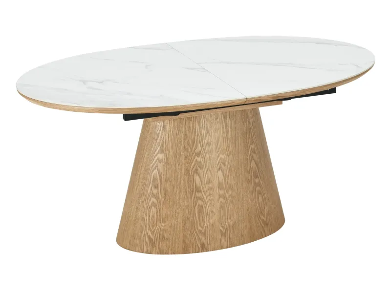 Table extensible Unique 160-200 cm céramique marbre blanc chêne