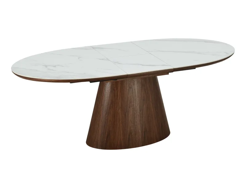 Table extensible Unique 160-200 cm céramique marbre noyer foncé