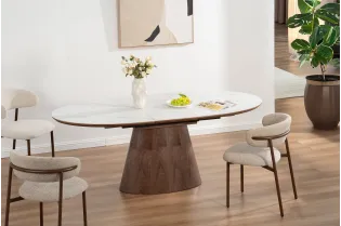 Table extensible Unique 160-200 cm céramique marbre noyer foncé