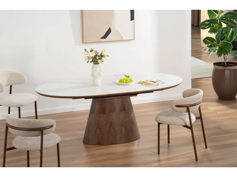 Table extensible Unique 160-200 cm céramique marbre noyer foncé
