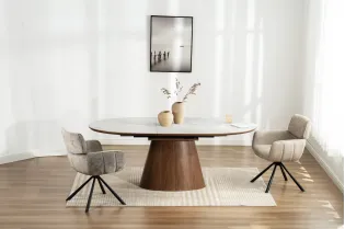 Table extensible Unique 160-200 cm céramique marbre noyer foncé 2