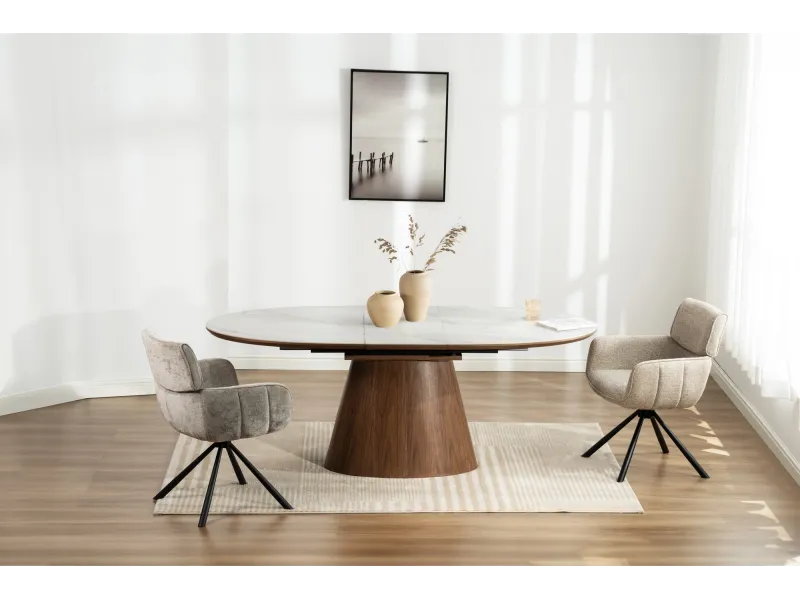 Table extensible Unique 160-200 cm céramique marbre noyer foncé