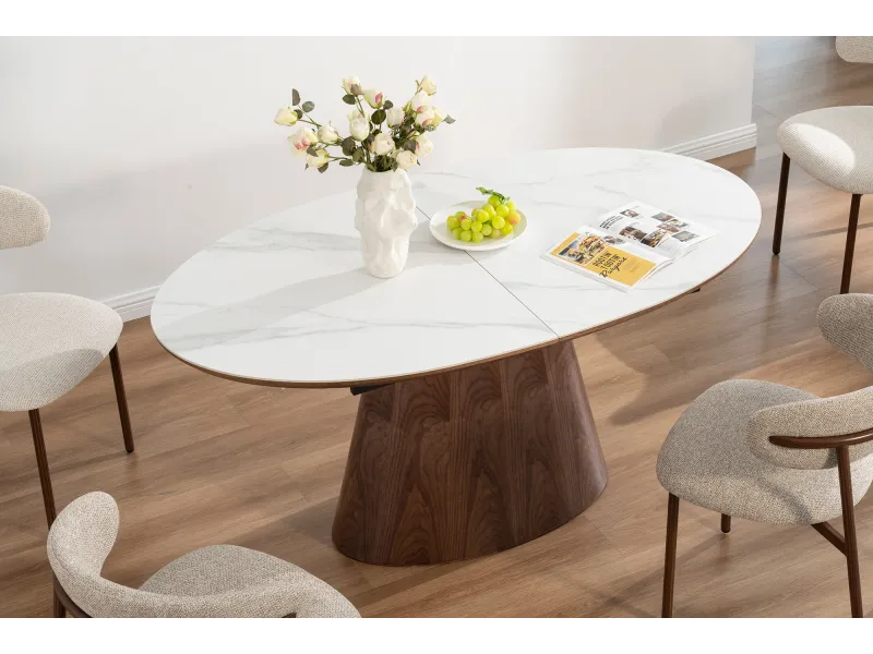 Table extensible Unique 160-200 cm céramique marbre noyer foncé