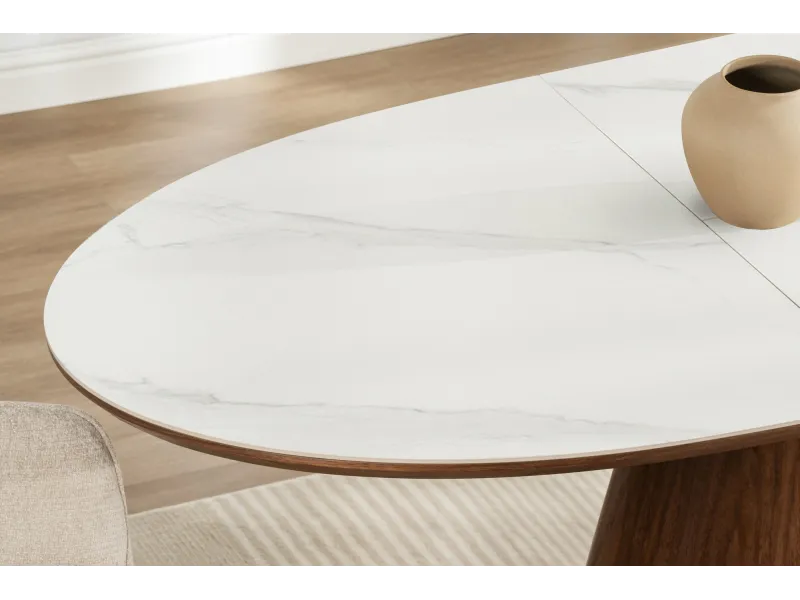 Table extensible Unique 160-200 cm céramique marbre noyer foncé