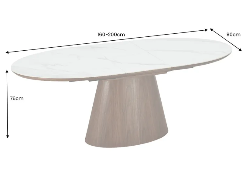 Table extensible Unique 160-200 cm céramique marbre noyer foncé