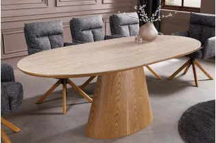 Table extensible Unique 160-200 cm céramique travertin chêne