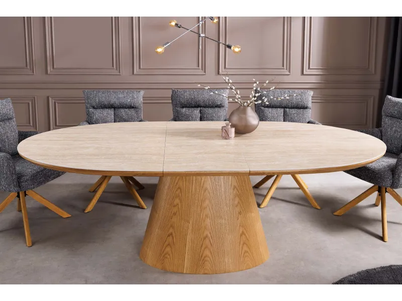 Table extensible Unique 160-200 cm céramique travertin chêne