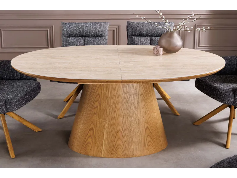 Table extensible Unique 160-200 cm céramique travertin chêne