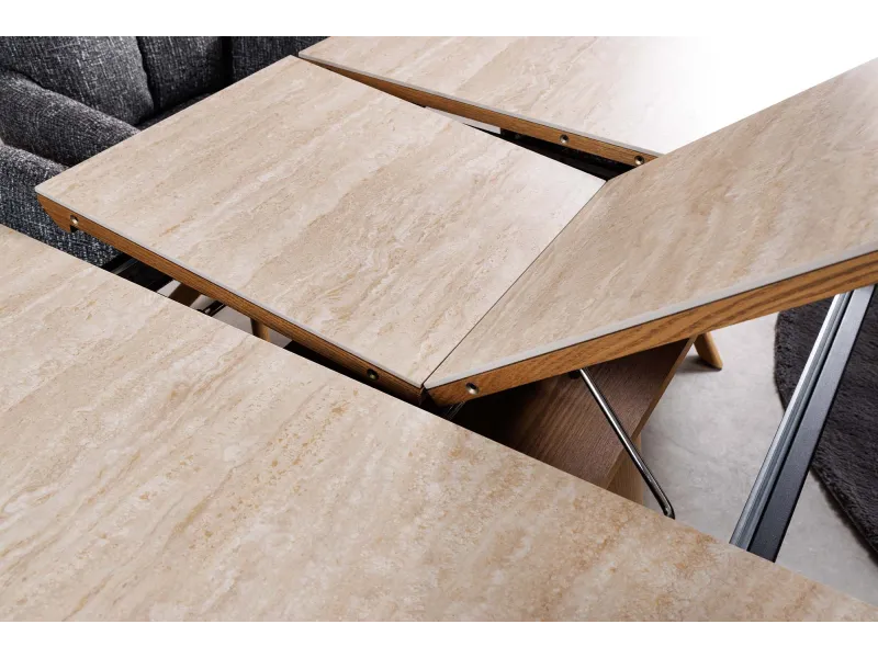 Table extensible Unique 160-200 cm céramique travertin chêne