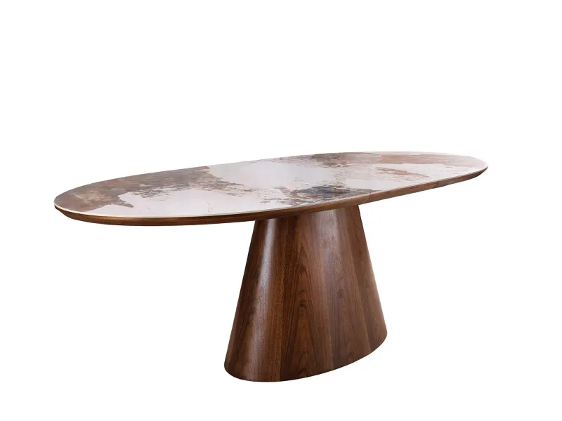 Table extensible Unique 160-200 cm céramique pierre noyer foncé
