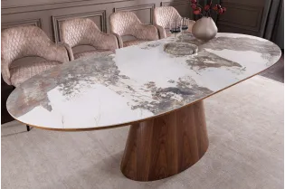 Table extensible Unique 160-200 cm céramique pierre noyer foncé