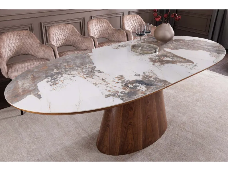 Table extensible Unique 160-200 cm céramique pierre noyer foncé