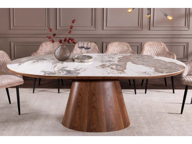 Table extensible Unique 160-200 cm céramique pierre noyer foncé