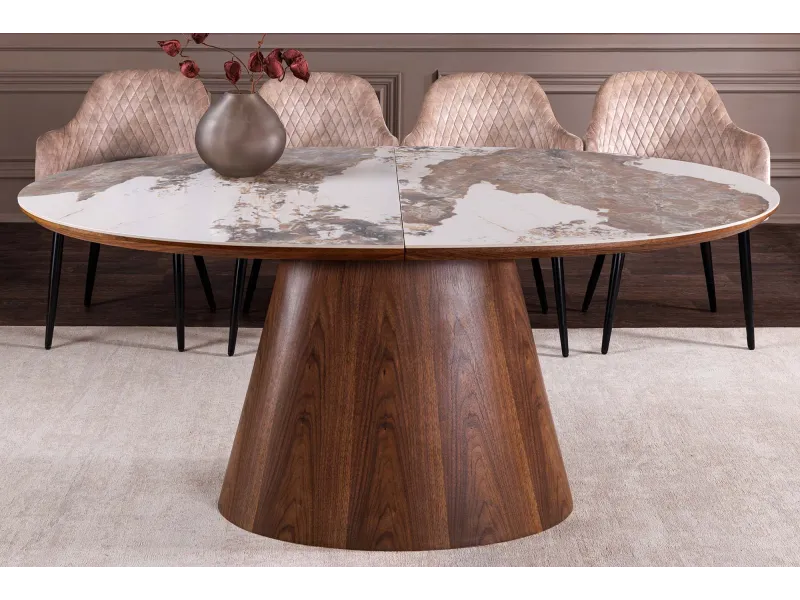 Table extensible Unique 160-200 cm céramique pierre noyer foncé