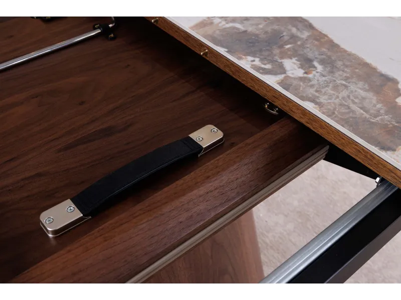 Table extensible Unique 160-200 cm céramique pierre noyer foncé
