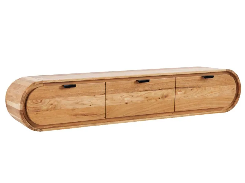 Meuble TV suspendu Organic acacia massif naturel — 160 cm