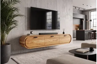 Meuble TV suspendu Organic acacia massif naturel — 160 cm