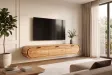 Meuble TV suspendu Organic acacia massif naturel — 160 cm