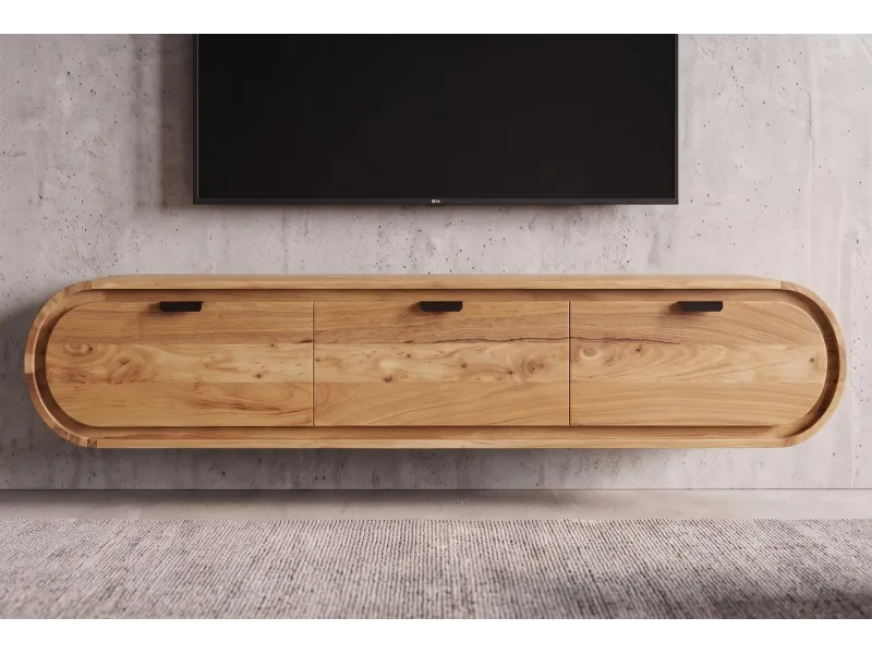 Meuble TV suspendu Organic acacia massif naturel — 160 cm