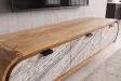 Meuble TV suspendu Organic acacia et façade effet pierre — 160 cm