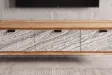 Meuble TV suspendu Organic acacia et façade effet pierre — 160 cm