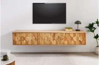 Meuble TV suspendu Mystic Living acacia massif naturel — 160 cm 2