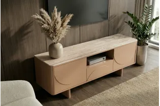 Meuble TV Savoy 3D plateau céramique effet travertin — 150 cm 2