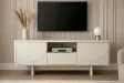 Meuble TV SAVOY 150 cm plateau céramique marbre blanc | Adeniahome