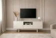 Meuble TV SAVOY 150 cm plateau céramique marbre blanc | Adeniahome