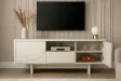 Meuble TV SAVOY 150 cm plateau céramique marbre blanc | Adeniahome