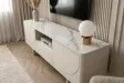 Meuble TV SAVOY 150 cm plateau céramique marbre blanc | Adeniahome