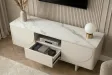 Meuble TV SAVOY 150 cm plateau céramique marbre blanc | Adeniahome
