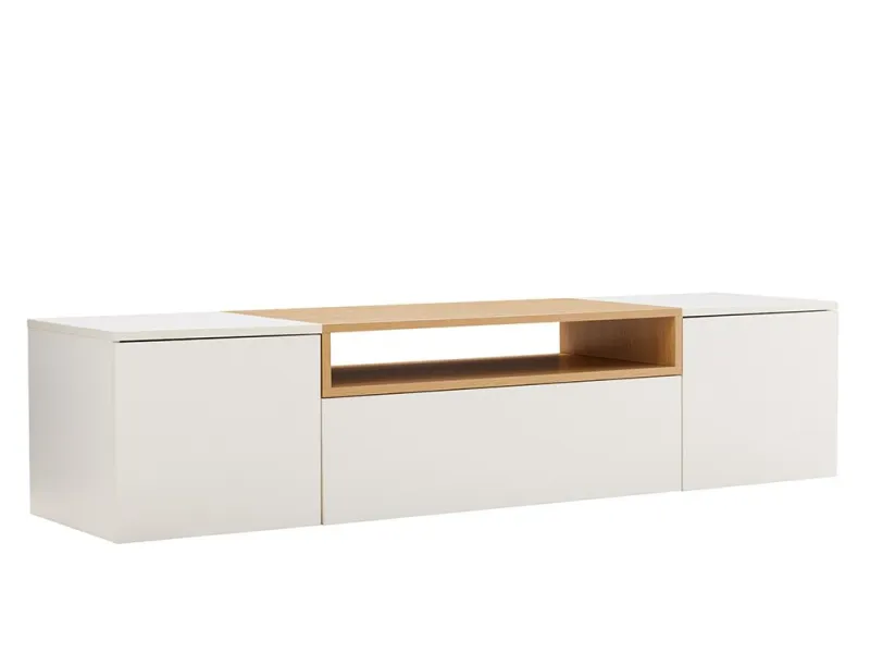 Meuble TV suspendu LOFT 160 cm chêne naturel blanc | Adeniahome